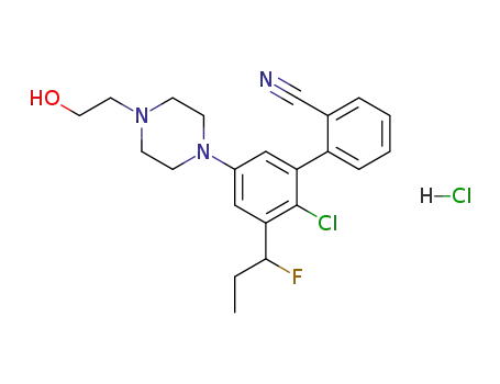 1-(2-hydroxyethyl)-4-[3-(2-cyanophenyl)-4-chloro-5-(1-fluoropropyl)]phenylpiperazine hydrochloride