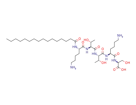 Molecular Structure of 214047-00-4 (L-Serine, N2-(1-oxohexadecyl)-L-lysyl-L-threonyl-L-threonyl-L-lysyl-)