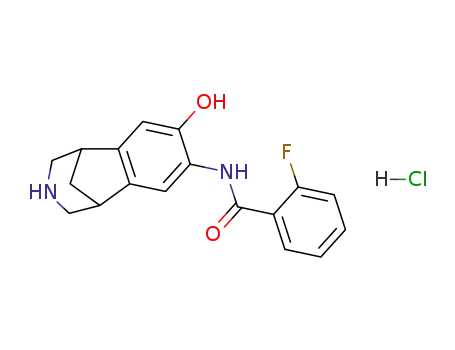 Molecular Structure of 230615-27-7 (Benzamide,
2-fluoro-N-(2,3,4,5-tetrahydro-8-hydroxy-1,5-methano-1H-3-benzazepin
-7-yl)-, monohydrochloride)