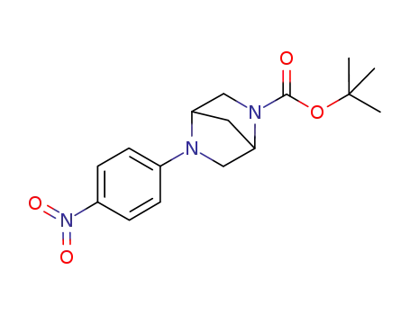 Molecular Structure of 877212-94-7 (2,5-Diazabicyclo[2.2.1]heptane-2-carboxylic acid, 5-(4-nitrophenyl)-,
1,1-dimethylethyl ester)