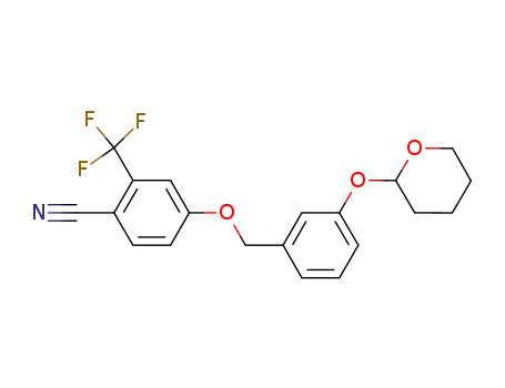 Molecular Structure of 925416-99-5 (Benzonitrile,
4-[[3-[(tetrahydro-2H-pyran-2-yl)oxy]phenyl]methoxy]-2-(trifluoromethyl)-)
