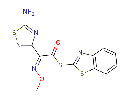 Molecular Structure of 89604-91-1 ((S)-2-Benzothiazolyl (Z)-2-(5-amino-1,2,4-thiadiazol-3-yl)-2-methoxyiminothioacetate)