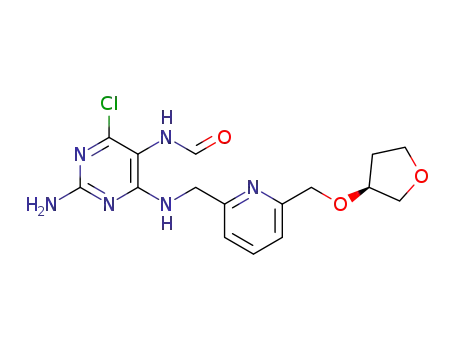 N-[2-amino-4-chloro-6-((6-[(S)-(tetrahydro-furan-3-yl)oxymethyl]pyridin-2-ylmethyl)amino)pyrimidin-5-yl]formamide