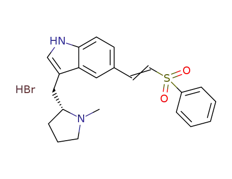 Molecular Structure of 143577-60-0 (1H-Indole, 3-[(1-methyl-2-pyrrolidinyl)methyl]-5-[2-(phenylsulfonyl)ethenyl]-, monohydrobromide, (R)-)