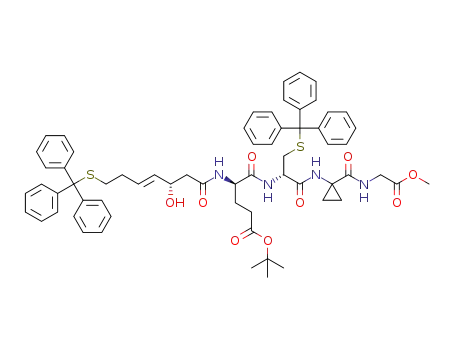 (R)-4-((E)-(S)-3-hydroxy-7-tritylsulfanyl-hept-4-enoylamino)-4-{(S)-1-[1-(methoxycarbonylmethyl-carbamoyl)-cyclopropylcarbamoyl]-2-tritylsulfanyl-ethylcarbamoyl}-butyric acid tert-butyl ester