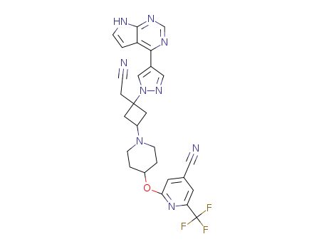2-[(1-{cis-3-(cyanomethyl)-3-[4-(7H-pyrrolo[2,3-d]pyrimidin-4-yl)-1H-pyrazol-1-yl]cyclobutyl}piperidin-4-yl)oxy]-6-(trifluoromethyl)isonicotinonitrile