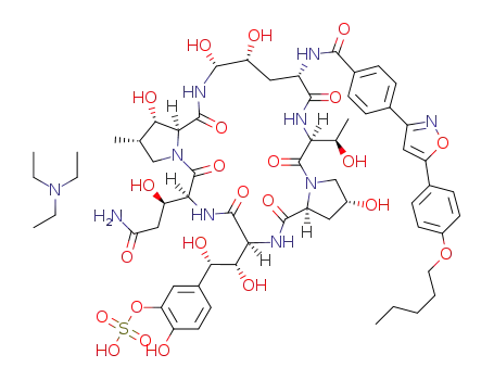 {5-[(1S,2S)-2-[(3S,6S,9S,11R,15S,18S,20R,21R,24S,25S,26S)-3-[(1R)-2-carbamoyl-1-hydroxyethyl]-11,20,21,25-tetrahydroxy-15-[(1R)-1-hydroxyethyl]-26-methyl-2,5,8,14,17,23-hexaoxo-18-[(4-{5-[4-(pentyloxy)phenyl]-1,2-oxazol-3-yl}benzene)amido]-1,4,7,13,16,22-hexaazatricyclo[22.3.0.09,13]heptacosan-6-yl]-1,2-dihydroxyethyl]-2-hydroxyphenyl}oxidanesulfonic acid triethylamine salt