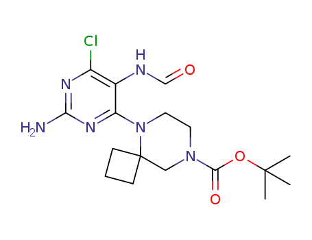 tert-butyl 9-(2-amino-6-chloro-5-formamidopyrimidin-4-yl)-6,9-diazaspiro[3.5]-nonane-6-carboxylate