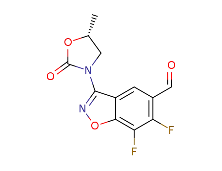 (R)-6,7-difluoro-3-(5-methyl-2-oxooxazolidin-3-yl)benzo[d]-isoxazole-5-carbaldehyde
