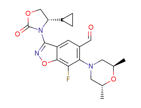 3-((4S)-4-cyclopropyl-2-oxooxazolidin-3-yl)-6-((2R,6R)-2,6-dimethylmorpholino)-7-fluorobenzo[d]isoxazole-5-carbaldehyde