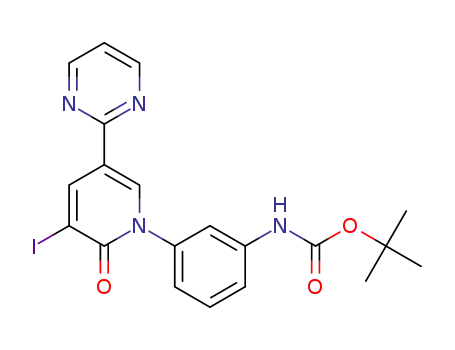 tert-butyl N-(3-(3-iodo-2-oxo-5-(pyrimidin-2-yl)-1,2-dihydropyridin-1-yl)phenyl)carbamate