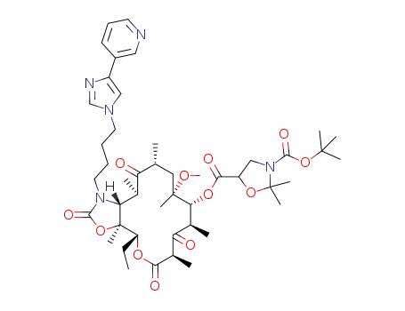11-N-[4-(4-pyridin-3-yl-imidazol-1-yl)butyl]-6-O-methyl-5-O-(N-t-butylcarbonate-N,O-isopropylidene isoserinate)-3-oxo-erythronolide A 11,12-carbamate