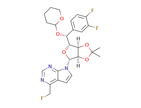 7-((3aR,4R,6R,6aR)-6-((1R)-(3,4-difluorophenyl)((tetrahydro-2H-pyran-2-yl)oxy)methyl)-2,2-dimethyltetrahydrofuro[3,4-d][1,3]dioxol-4-yl)-4-(fluoromethyl)-7H-pyrrolo[2,3-d]pyrimidine