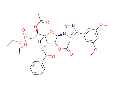 3-O-benzoyl-6-deoxy-2,5-O-diacetyl-6-diethylphosphono-1-(4-(3,5-dimethoxyphenyl)-1H-1,2,3-triazol-1-yl)-β-D-allofuranose