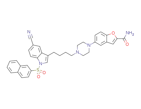 5-[4-[4-[5-cyano-1-(naphthalene-2-yl-sulfonyl)-1H-indol-3-yl]butyl]piperazin-1-yl]-2-benzofurancarboxamide
