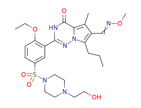 2-(2-ethoxy-5-((4-(2-hydroxyethyl)piperazin-1-yl)sulfonyl)phenyl)-5-methyl-4-oxo-7-propyl-3,4-dihydropyrrolo[2,1-f][1,2,4]triazine-6-carbaldehyde O-methyloxime