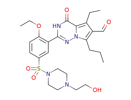 2-(2-ethoxy-5-((4-(2-hydroxyethyl)piperazin-1-yl)sulfonyl)phenyl)-5-ethyl-4-oxo-7-propyl-3,4-dihydropyrrolo[2,1-f][1,2,4]triazine-6-carbaldehyde