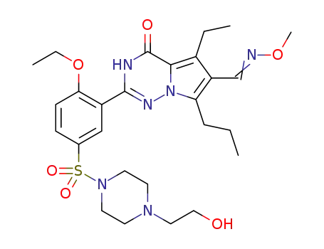 2-(2-ethoxy-5-((4-(2-hydroxyethyl)piperazin-1-yl)sulfonyl)phenyl)-5-ethyl-4-oxo-7-propyl-3,4-dihydropyrrolo[2,1-f][1,2,4]triazine-6-carbaldehyde O-methyloxime