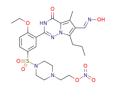 (E)-2-(4-((4-ethoxy-3-(6-((hydroxyimino)methyl)-5-methyl-4-oxo-7-propyl-3,4-dihydropyrrolo[2,1-f][1,2,4]triazin-2-yl)phenyl)sulfonyl)piperazin-1-yl)ethyl nitrate