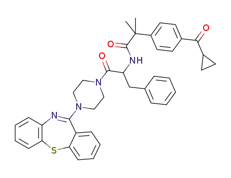 2-(4-(cyclopropanecarbonyl)phenyl)-N-(1-(4-(dibenzo[b,f][1,4]thiazepin-11-yl)piperazin-1-yl)-1-oxo-3-phenylpropan-2-yl)-2-methylpropanamide