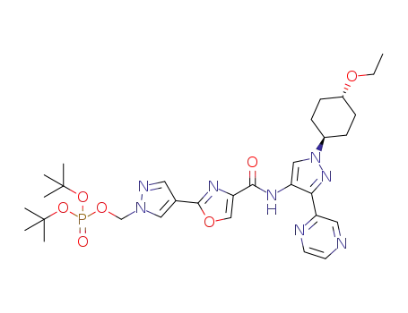 di-tert-butyl ((4-(4-((1-((1r,4r)-4-ethoxycyclohexyl)-3-(pyrazin-2-yl)-1H-pyrazol-4-yl)carbamoyl)oxazol-2-yl)-1H-pyrazol-1-yl)methyl) phosphate
