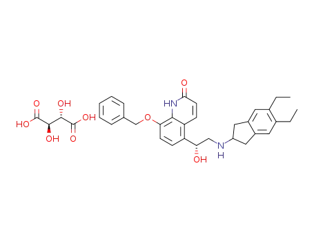 5-[(R)-2-(5,6-diethylindan-2-yl-amino)-1-hydroxyethyl]-8-benzyloxy-(1H)-quinolin-2-one tartaric acid