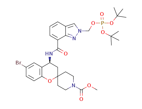 (S)-methyl 6-bromo-4-(2-(((di-tert-butoxyphosphoryl)oxy)methyl)-2H-indazole-7-carboxamido)spiro[chroman-2,4'-piperidine]-1'-carboxylate