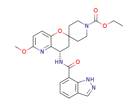 (S)-ethyl 4'-(1H-indazole-7-carboxamido)-6'-methoxy-3',4'-dihydrospiro[piperidine-4,2'-pyrano[3,2-b]pyridine]-1-carboxylate