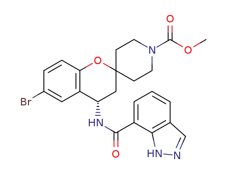 methyl (S)-6-bromo-4-(1H-indazole-7-carboxamido)spiro[chromane-2,4'-piperidine]-1'-carboxylate