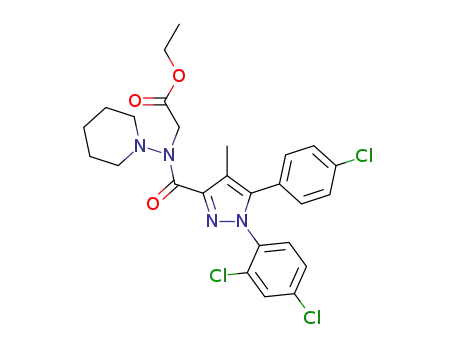 1'-ethylacetyl-[N-(piperidinyl-1-yl)-5-(4-chlorophenyl)-1-(2,4-dichlorophenyl)-4-methyl-1H-pyrazole-3-carboxamide]