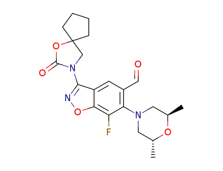 6-((2R,6R)-2,6-dimethylmorpholinyl)-7-fluoro-3-(2-oxo-1-oxa-3-azaspiro[4.4]nonane-3-yl)benzo[d]isoxazole-5-carbaldehyde