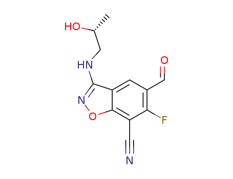 (R)-6-fluoro-5-formyl-3-((2-hydroxypropyl-2-yl)amino)benzo[d]isoxazole-7-carbonitrile