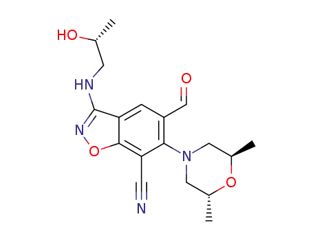 6-((2R,6R)-2,6-dimethylmorpholinyl)-5-formyl-3-(((R)-2-hydroxypropyl)amino)benzo[d]isoxazole-7-carbonitrile
