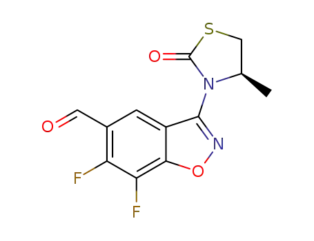 (R)-6,7-difluoro-3-(4-methyl-2-oxothiazolidin-3-yl)benzo[d]isoxazole-5-carbaldehyde