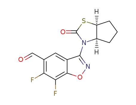 6,7-difluoro-3-((3aR,6aS)-2-oxotetrahydro-2H-cyclopentane[d]thiazol-3(3aH)-yl)benzo[d]isoxazole-5-carbaldehyde