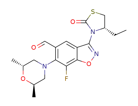 6-((2R,6R)-2,6-dimethylmorpholino)-3-((S)-4-ethyl-2-oxothiazolidin-3-yl)-7-fluorobenzo[d]isoxazole-5-carbaldehyde