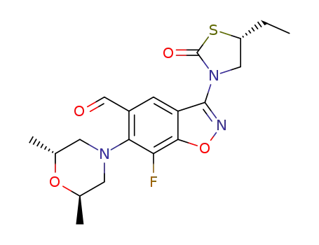 6-((2R,6R)-2,6-dimethylmorpholino)-3-((R)-5-ethyl-2-oxothiazolidin-3-yl)-7-fluorobenzo[d]isoxazole-5-carbaldehyde