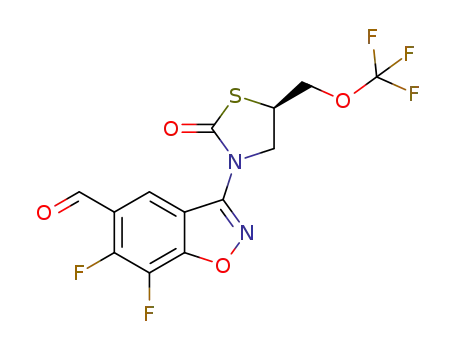 (R)-6,7-difluoro-3-(2-oxo-5-((trifluoromethoxy)methyl)thiazolidin-3-yl)benzo[d]isoxazole-5-carbaldehyde
