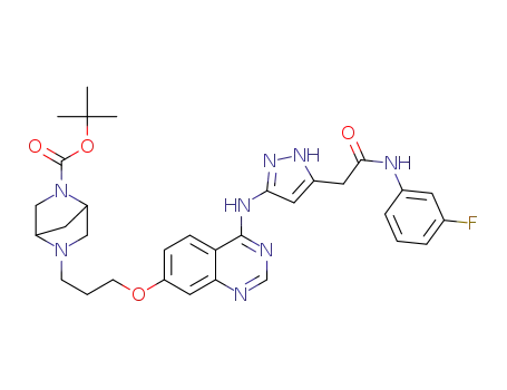 5-(3-((4-((5-(2-((3-fluorophenyl)amino)-2-oxoethyl)-1H-pyrazol-3-yl)amino)quinazolin-7-yl)oxy)propyl)-2,5-diazabicyclo[2.2.1]heptane-2-carboxylic acid tert-butyl ester