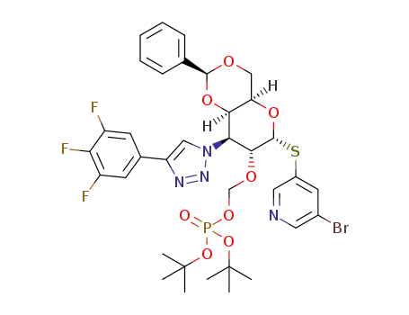 5-bromopyridin-3-yl 4,6-O-benzylidene-3-deoxy-3-[4-(3,4,5-trifluorophenyl)-1H-1,2,3-triazol-1-yl]-2-O-[(di-tert-butylphosphonooxy)methyl]-1-thio-α-D-galactopyranoside