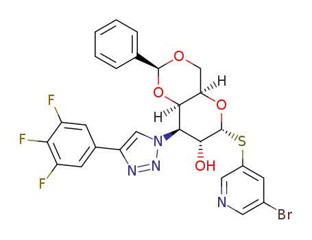 5-bromopyridin-3-yl 4,6-O-benzyliden-3-deoxy-3-[4-(3,4,5-trifluorophenyl)-1H-1,2,3-triazol-1-yl]-1-thio-α-D-galactopyranoside