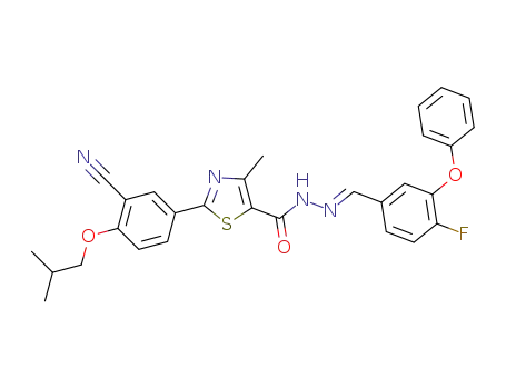 (E)-2-(3-cyano-4-isobutoxyphenyl)-N’-(4-fluoro-3-phenoxybenzylidene)-4-methylthiazole-5-carbohydrazide