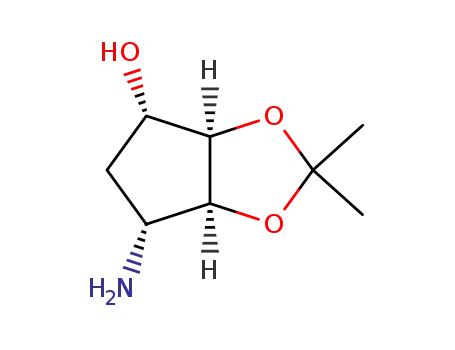 Molecular Structure of 155899-66-4 ((3aR,4S,6R,6aS)-6-Aminotetrahydro-2,2-dimethyl-4H-cyclopenta-1,3-dioxol-4-ol)