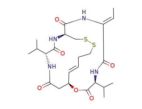 Molecular Structure of 128517-07-7 ((1S,4Z,7S,10S,11E,20R)-4-ethylidene-7,20-dipropan-2-yl-9-oxa-15,16-dit hia-3,6,18,21-tetrazabicyclo[8.7.6]tricos-11-ene-2,5,8,19,22-pentone)