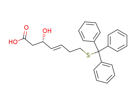 Molecular Structure of 180973-24-4 ((3S,4E)-3-Hydroxy-7-[(triphenylmethyl)thio]-4-heptenoic acid)