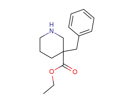 Molecular Structure of 170844-89-0 (3-Piperidinecarboxylic acid, 3-(phenylMethyl)-, ethyl ester)