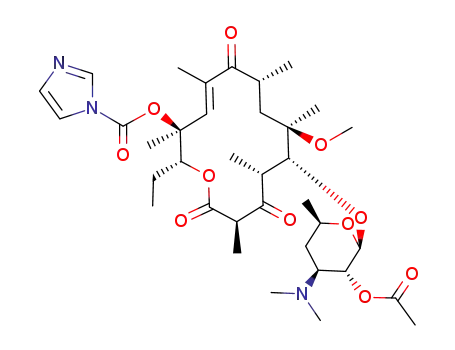 Erythromycin,3-de[(2,6-dideoxy-3-C-methyl-3-O-methyl-a-L-ribo-hexopyranosyl)oxy]-10,11-didehydro-11-deoxy-6-O-methyl-3-oxo-,2'-acetate 12-(1H-imidazole-1-carboxylate)