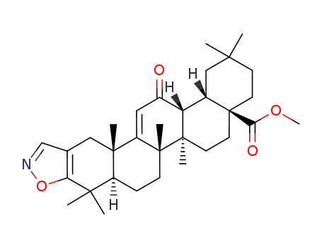 Molecular Structure of 218600-52-3 ((4aS,6aR,6bS,13aS,15aR,15bR)-Methyl 2,2,6a,6b,9,9,13a-heptaMethyl-15-oxo-1,2,3,4,4a,5,6,6a,6b,7,8,8a,9,13,13a,15,15a,15b-octadecahydropiceno[2,3-d]isoxazole-4a-carboxylate)