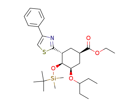 (1R,3R,4S,5R)-4-(tert-Butyl-dimethyl-silanyloxy)-3-(1-ethyl-propoxy)-5-(4-phenyl-thiazol-2-yl)-cyclohexanecarboxylic acid ethyl ester