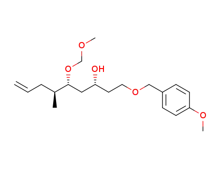 Molecular Structure of 398478-56-3 (8-Nonen-3-ol,
5-(methoxymethoxy)-1-[(4-methoxyphenyl)methoxy]-6-methyl-,
(3R,5R,6S)-)